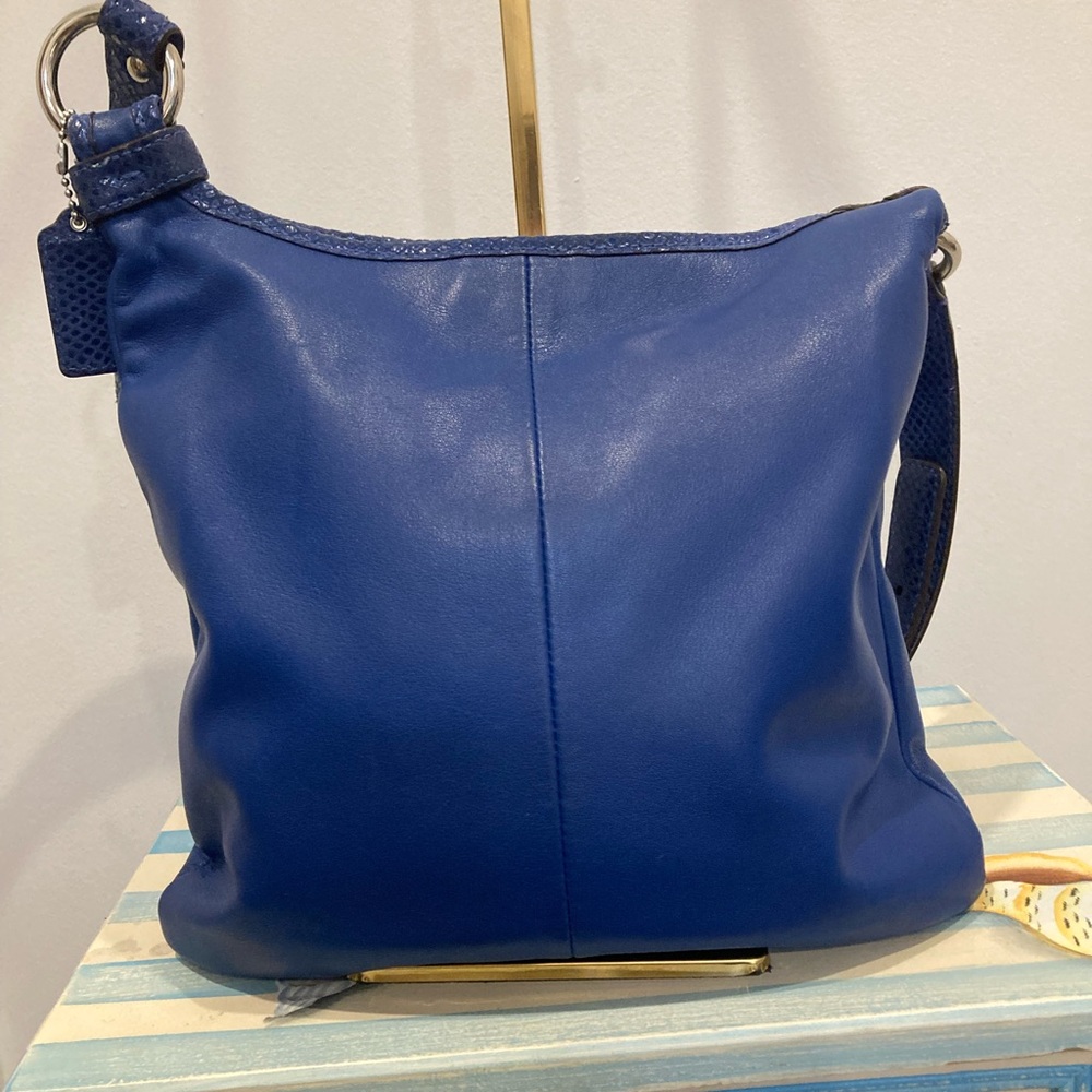 Coach Penelope Royal Blue Leather and Snake Embossed Crossbody Bag - Picture 6 of 15